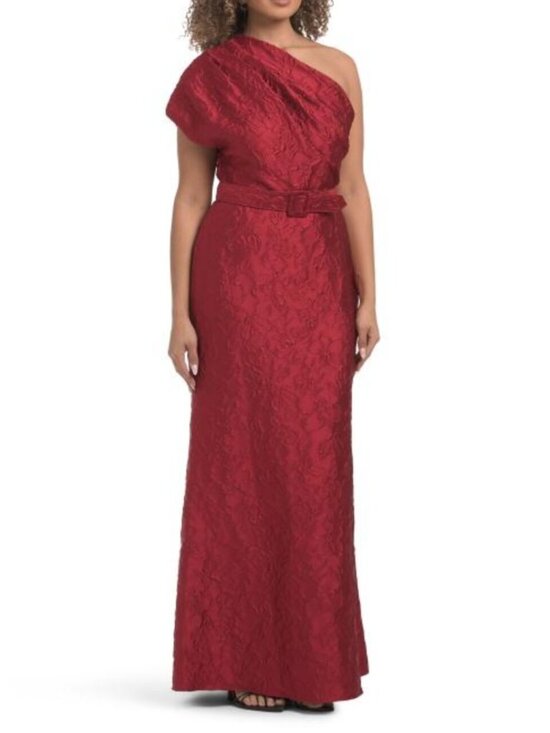 Badgley Mischka Dresses & Skirts - BADGLEY MISCHKA One Shoulder Jacquard Gown